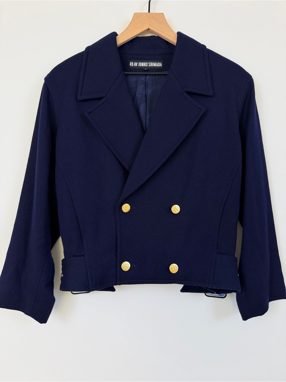 49AV Junko Shimada Wool Double Breasted Cropped Jacket Gold Buttons